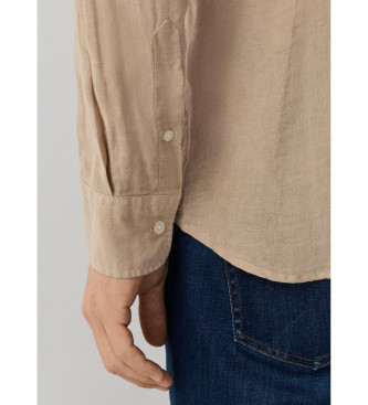 Hackett London Camisa de linho por medida bege