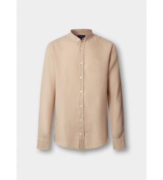 Hackett London Camisa de linho por medida bege