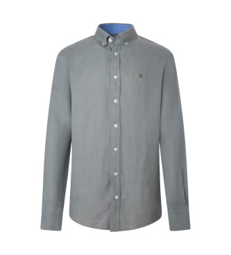 Hackett London Camisa Lino Herringbone verde