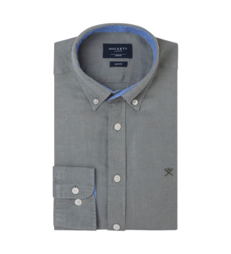 Hackett London Camisa de linho com espinha de peixe verde