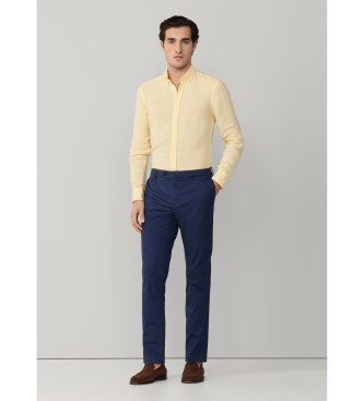 Hackett London Camisa de linho tingida de linho com corte � medida amarelo