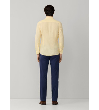 Hackett London Camisa de linho tingida de linho com corte � medida amarelo