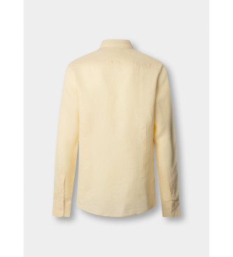 Hackett London Camisa de linho tingida de linho com corte � medida amarelo
