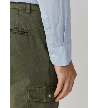 Hackett London Camisa de linho tingida, de corte � medida, azul claro