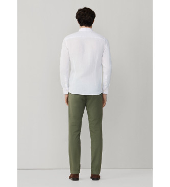 Hackett London Camisa de linho tingida de ajuste personalizado branco