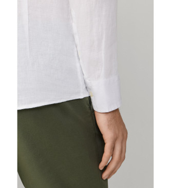 Hackett London Camisa de linho tingida de ajuste personalizado branco