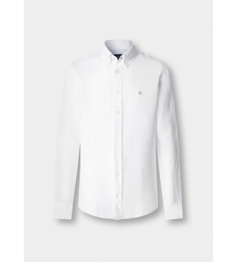 Hackett London Camisa de linho tingida de ajuste personalizado branco