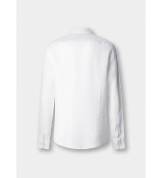 Hackett London Camisa de linho tingida de ajuste personalizado branco