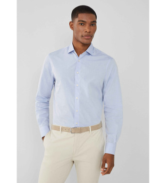 Hackett London Camicia blu in popeline di lusso