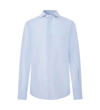 Hackett London Camicia blu in popeline di lusso