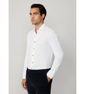 Hackett London Camisa Melange jersey fit sartoriale blanco