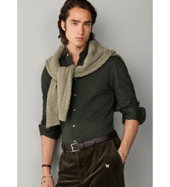 Hackett London Camisa Melange Pique verde