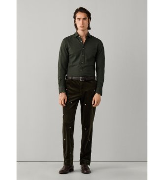 Hackett London Camisa Melange Pique verde