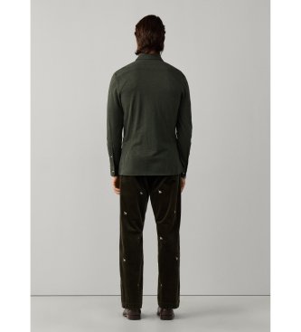 Hackett London Camisa Melange Pique verde