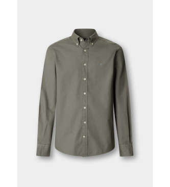 Hackett London Camisa oxford de corte � medida verde taupe