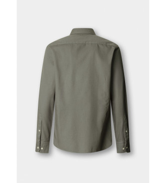 Hackett London Camisa oxford de corte � medida verde taupe