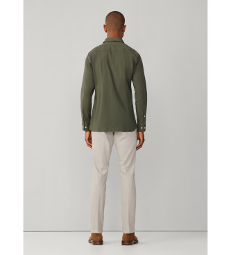 Hackett London Camisa de popelina stretch com corte � medida verde