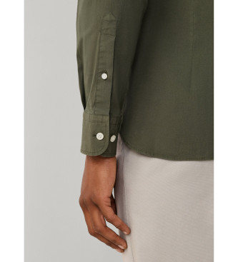 Hackett London Camisa de popelina stretch com corte � medida verde