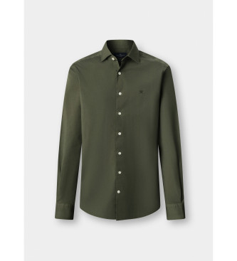 Hackett London Camisa de popelina stretch com corte � medida verde