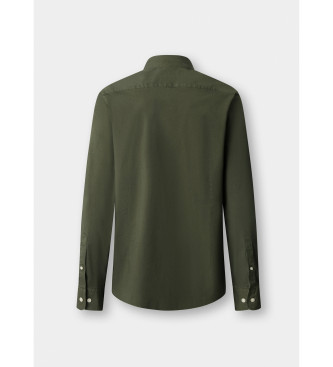 Hackett London Camisa de popelina stretch com corte � medida verde