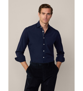 Hackett London Marineblaues Popeline-Hemd