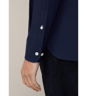 Hackett London Marineblaues Popeline-Hemd