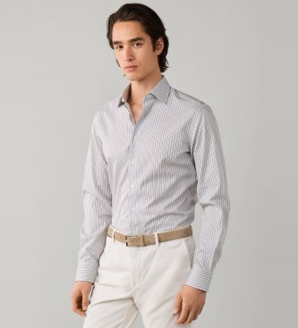 Hackett London Gestreiftes Hemd dreifarbig Classic Fit grau