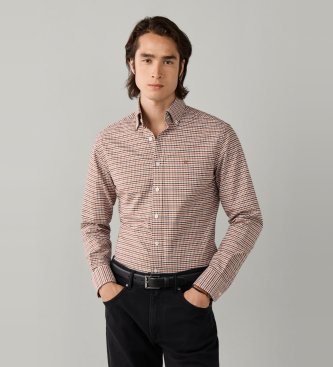 Hackett London Orangefarbenes Oxford-Hemd mit Vichy-Karo