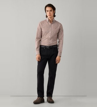 Hackett London Orangefarbenes Oxford-Hemd mit Vichy-Karo