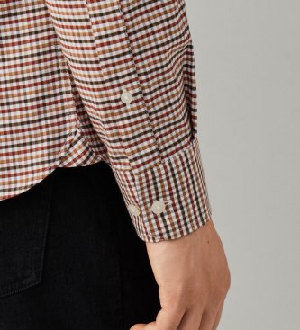 Hackett London Orangefarbenes Oxford-Hemd mit Vichy-Karo