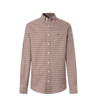 Hackett London Orangefarbenes Oxford-Hemd mit Vichy-Karo