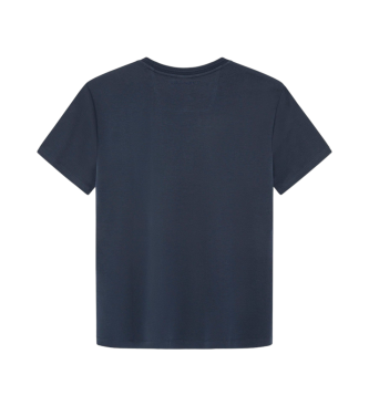 Hackett London Marinefarbenes T-Shirt mit Gravur