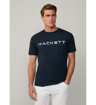 Hackett London Koszulka z logo w kolorze granatowym