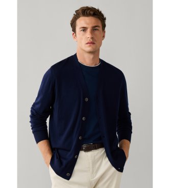 Hackett London Cardigã Ess Merino marinho