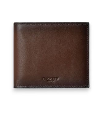 Hackett London Portefeuille pliable en cuir avec logo en relief marron