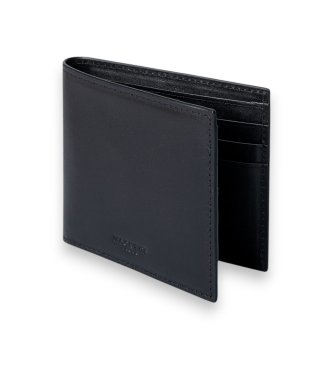 Hackett London Portefeuille pliant en cuir avec logo en relief noir