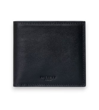 Hackett London Portefeuille pliant en cuir avec logo en relief noir