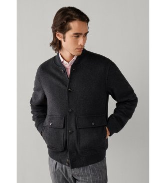 Hackett London Bomberjacke Wool grau