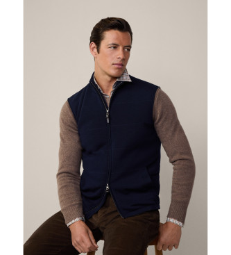 Hackett London Stickad vst med marinhybrid