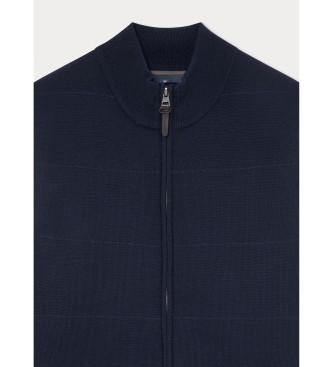 Hackett London Gilet in maglia ibrida blu scuro