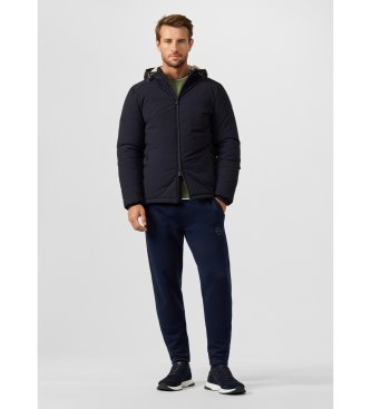 Hackett London Srednje debela puhovka s kapuco v mornarsko modri barvi