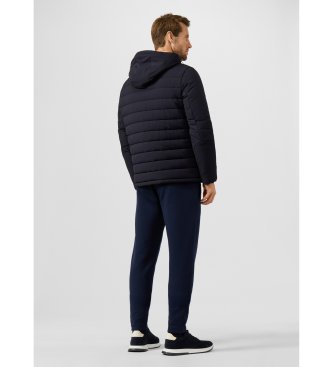 Hackett London Srednje debela puhovka s kapuco v mornarsko modri barvi