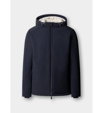 Hackett London Srednje debela puhovka s kapuco v mornarsko modri barvi