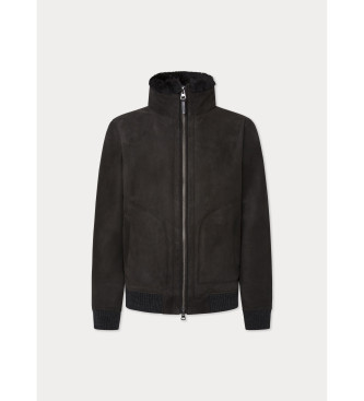 Hackett London Brązowa kurtka Bomber Shearling