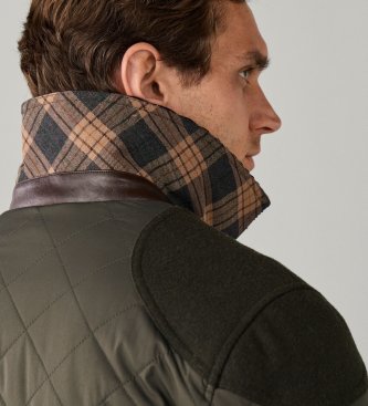 Hackett London Veste en cuir Kinloch Hybrid vert olive
