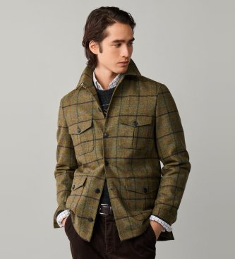 Hackett London Veste Green Tattersall verte