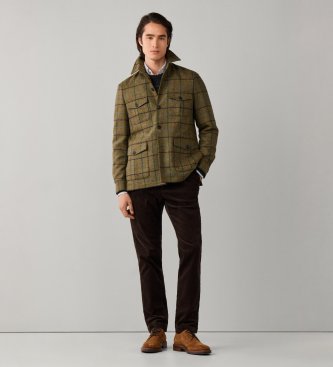 Hackett London Veste Green Tattersall verte