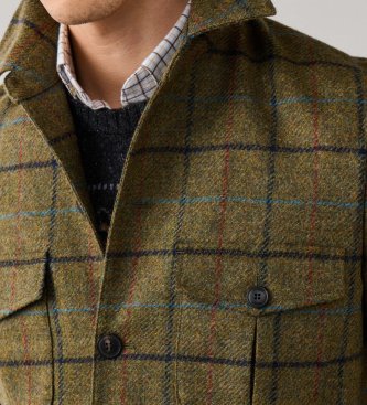 Hackett London Veste Green Tattersall verte