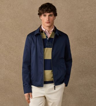 Hackett London Marineblaue Harrington-Jacke