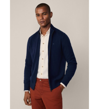 Hackett London Veste en laine avec fermeture clair marine